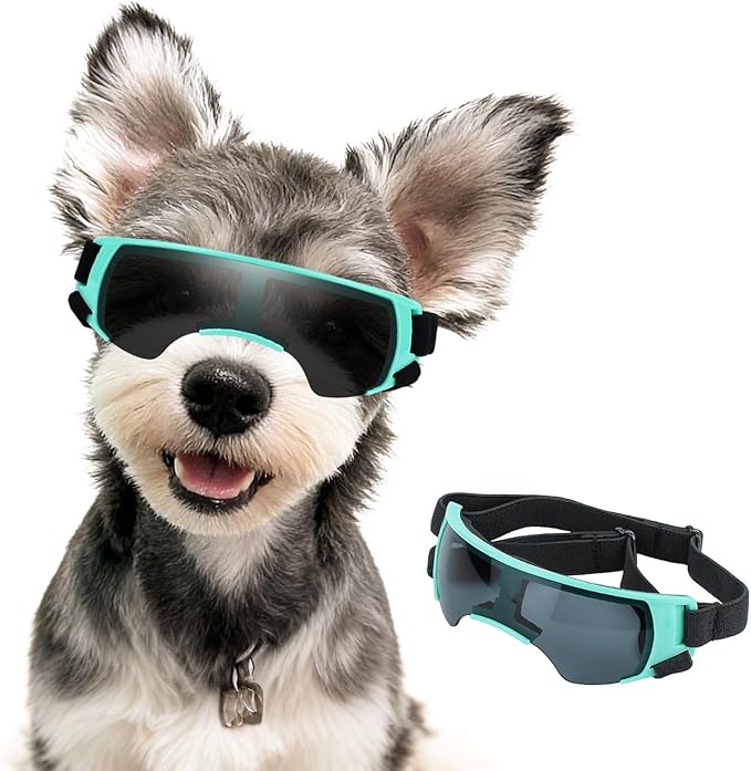 Dog Goggles for Small Dog Doggy Goggles with Adjustable Straps Anti-UV Doggie Sunglasses Windproof Eye Protection to Small Breed, Blue