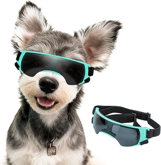 Dog Goggles for Small Dog Doggy Goggles with Adjustable Straps Anti-UV Doggie Sunglasses Windproof Eye Protection to Small Breed, Blue