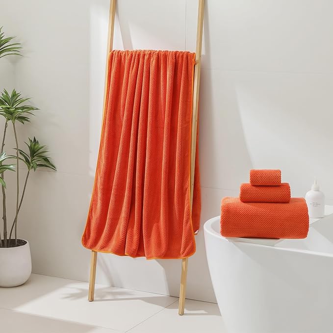 YTYC Towels,39x78 Inch Oversized Bath Sheets Towels for Adults Luxury Bath Towels Extra Large Sets for Bathroom Super Soft Microfiber 80% Polyester(Burnt Orange,2 Piece)