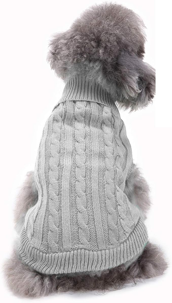 Warm Classic Turtleneck Pet Sweater - Cute Winter Coat for Small, Medium & Large Dogs & Cats - Christmas Sweater for Girls & Boys