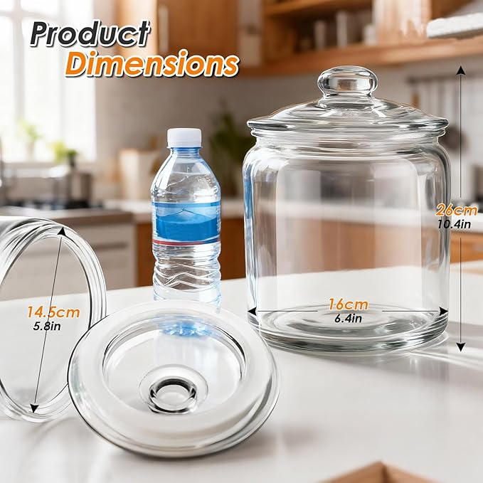 Masthome Large Glass Jar,1 Gallon Glass Jar with Lid, Airtight,Dishwasher Safe,Wide Mouth Storage Canister for Pasta,Flour,Nuts,Cookies,& More