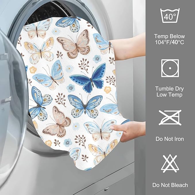 Flying Butterfly Hand Towels for Bathroom Set of 2 Hand Bath Towels Soft Absorbent Decorative Hand Towel for Bathroom Kitchen Yoga Home Decor 14 x 28 in