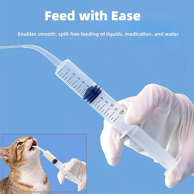Silicone Feeding Nipple and Syringes for Newborn Kittens, Puppies, Small Animals,3 Size Nipple+3ML/10ML /12ML Feeding Syringe