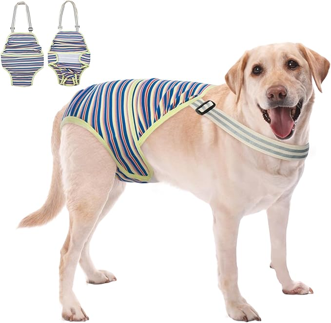 Dog Diapers Female,Female Dog Diapers for Heat Large Dogs, Washable Onesie Sanitary Pantie with Adjustable Suspender Washable, Reusable Period Panties Doggie Diaper, L