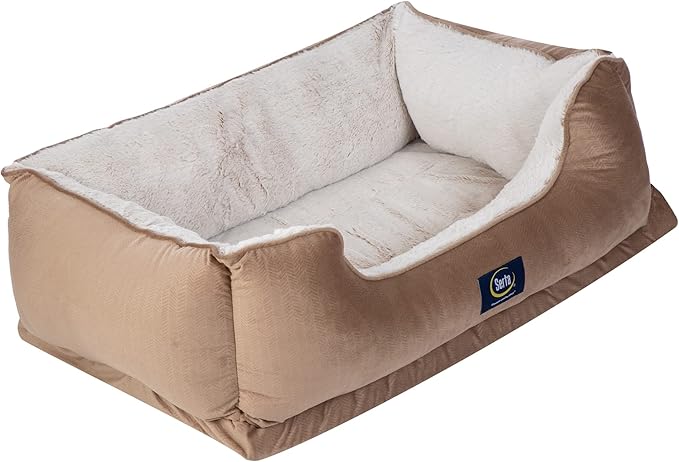 Serta Orthopedic Cuddler Dog Bed for Pets – Desert Sand (Large)
