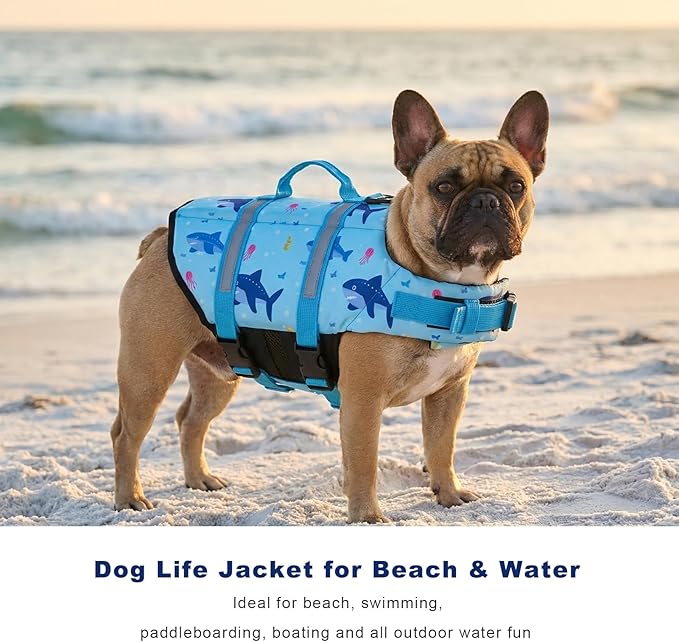 Doglay Dog Life Jacket, Dog Life Vest for Swimming Boating, Adjustable Puppy Life Jacket with Reflective Stripes, Superior Buoyancy Pet Swimming Vest for Small Medium and Large Dogs