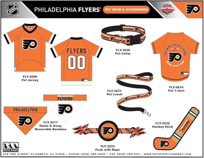 NHL Pet Jersey - PHILADELPHIA FLYERS DOG JERSEY, XX-Large. A Premium Big Jersey for Dogs & Cats to look just like the real Hockey player