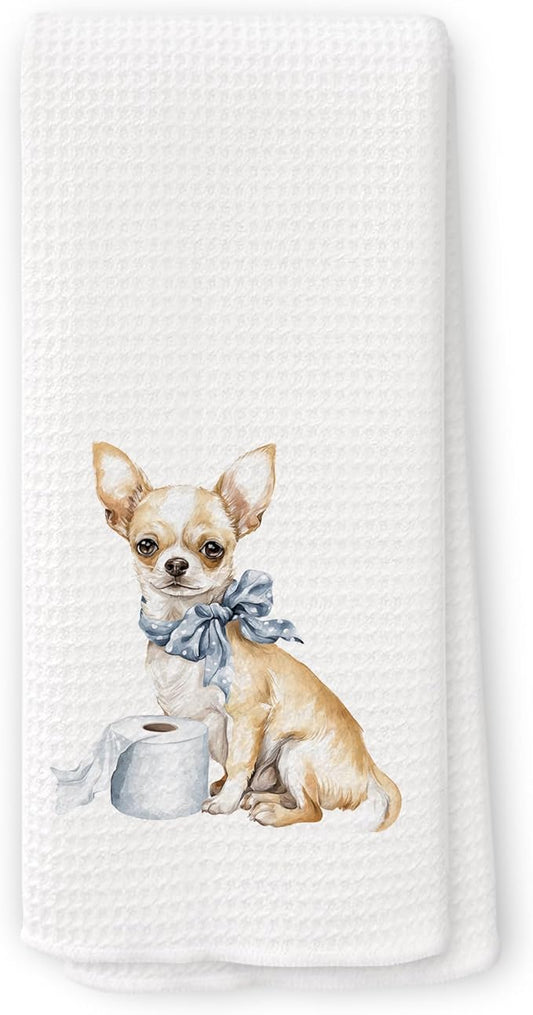 Funny Chihuahua Gifts Bathroom Hand Towels, Dog Bathroom Decor, Gifts for Chihuahua Lovers Dish Tea Towels, Kids Bath Room Washroom Toilet Decorative Hand Towel 16x24 Inch