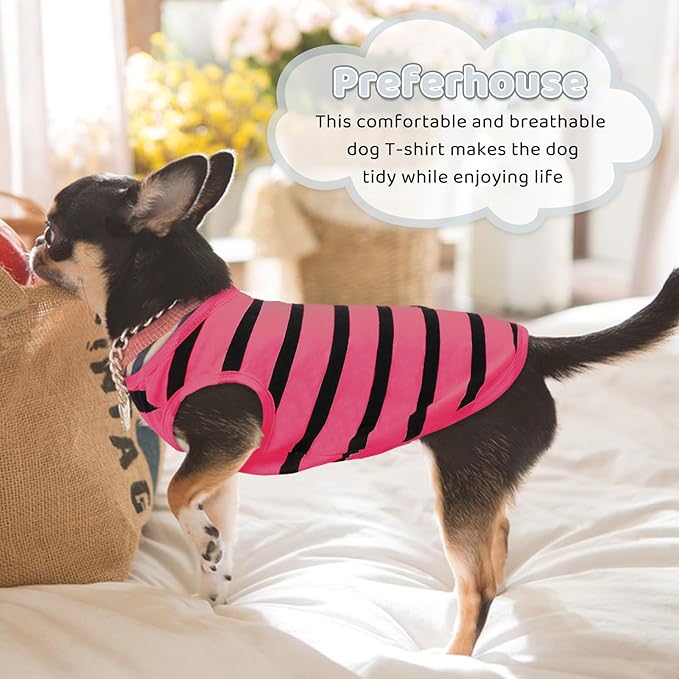 Dog Shirts for Large Dogs Cats, Dog Striped T-Shirts Dog Vest Pet Apparel Tee Shirts Spring Summer Suitable for Small and Medium Large Pets French Bulldog Bichon, Rose XL