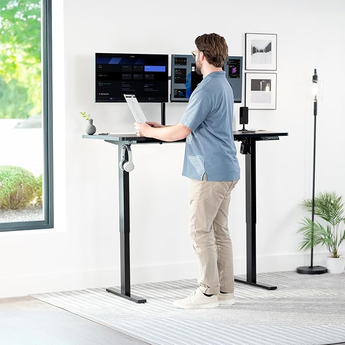 VIVO Universal 55 x 28 inch Solid One-Piece Table Top for Standard and Sit to Stand Height Adjustable Home and Office Desk Frames, Black, DESK-TOP55-28B