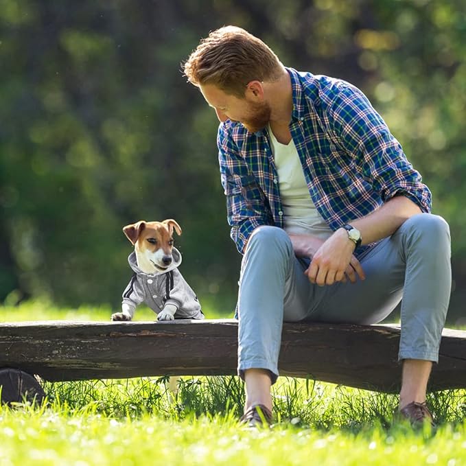 Dog Hoodie Security Clothes 4 Legs Jumpsuit Sweatshirt Soft & Warm Dog Outfit Pullover Dog Winter Clothes Sweater for Small Medium Large Dogs (Gray, X-Small)