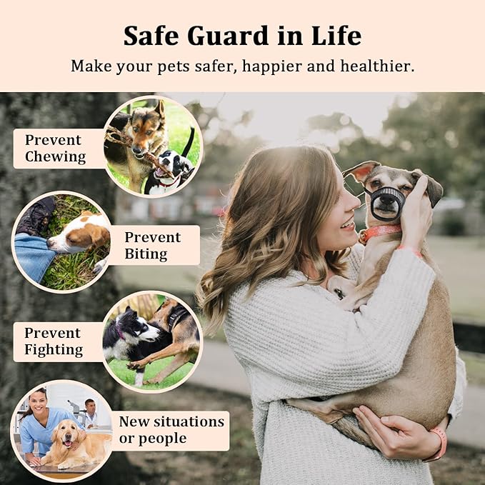 Mayerzon Dog Muzzle, Soft Mesh Muzzles for Small Medium Large Dogs Chihuahua Poodle Husky Labrador Retriever, Breathable Dog Mouth Guard for Biting Chewing Grooming, Allow Panting Drinking(M, Black)