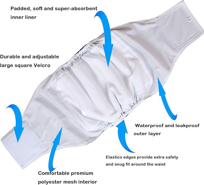 Teamoy Male Dog Belly Bands Washable 4-Pack, Reusable Dog Diapers Wraps for Incontinence & Marking (XL,25"-29" Waist)