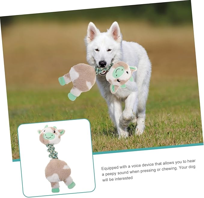 Interesting Cotton Knot Dog Chew Toy Bite-Resistant Puppy Accessory for Teething Safe and Molar Toy Engaging Cow Shape for Independent Play and Relief