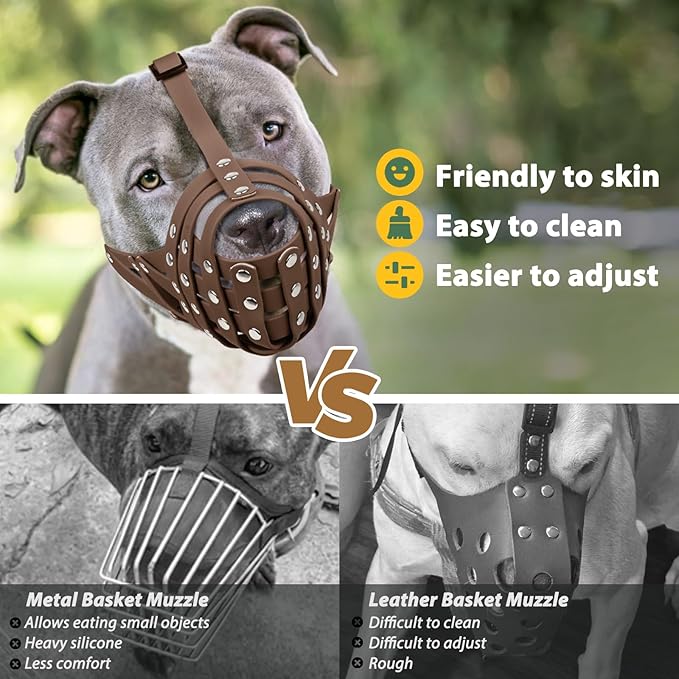 Mayerzon Pitbull Muzzle for Large Medium Sized Dogs to Prevent Biting Scavenging, Basket Muzzle for Rottweiler Staffordshire Terrier in Grooming Training, Allow to Pant Drink, Lightweight and Sturdy