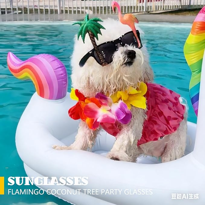 Dog Pool Float, Funny 6-in-1 Inflatable Dog Floats for Pool, Pet Floatie Raft for Small Dogs, Puppy and Doggies, White Unicorn
