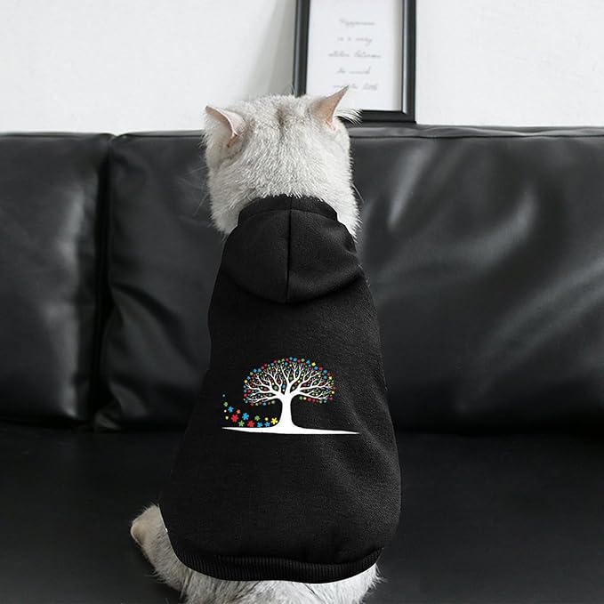 Dog Sweater Hoodie with Hat Colorful Tree Puppies Coat Hooded Sweatshirt Pullover Pet Puppy Cat Clothes for Small Medium Large XL