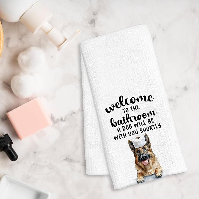 Funny German Shepherd Hand Towels for Bathroom Decor, German Shepherd Gifts for Women Men, Dog Lover Gifts Decorative Hand Towels for Bathroom Restroom Room, 16x24 Inch