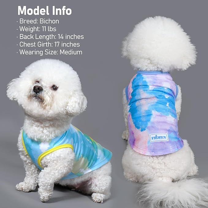 KYEESE 2Pack Dog Cooling Shirt, Breathable Dog Shirt for Small Dogs, Sun Protection Dogs Cooling Vest Tank Top, Lightweight Soft Sleeveless Summer Pet Clothes, Purple+Blue, L