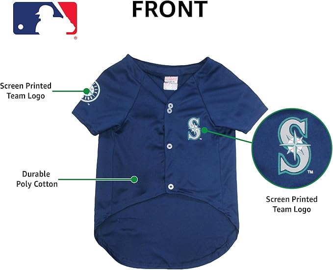 Official MLB Seattle Mariners Pet Jersey for Dogs & Cats, Size XX-Large - Stylish Baseball Jersey for Your Furry Fan- Show Off Team Spirit with The Perfect Fan Apparel Gear for Pet, Dog & Cat