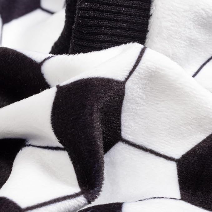 Fitwarm Soccer Dog Fleece Pajamas, Cozy Winter Clothes for Small Dogs Boy Girl, Funny Pet Clothes, Black, White, XS