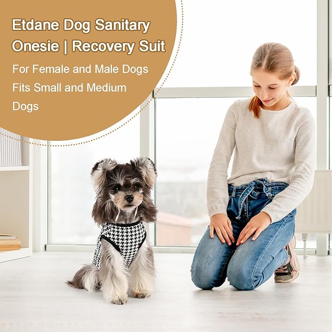Etdane Dog Diapers Sanitary Panties Physiological Period Shirts Surgical Recovery Suits for Male and Female Dogs Plover Plaid X-Small