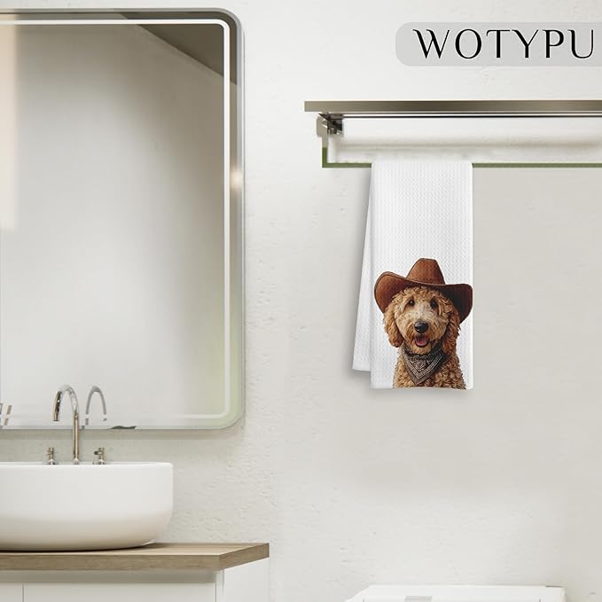Goldendoodle Gifts Kitchen Towels, Goldendoodle Decor Dish Tea Towel for Kitchen, Funny Golden Doodle Dog Hand Towels for Bathroom Decor, Dog Lover Mom Gifts, 16x24 Inch
