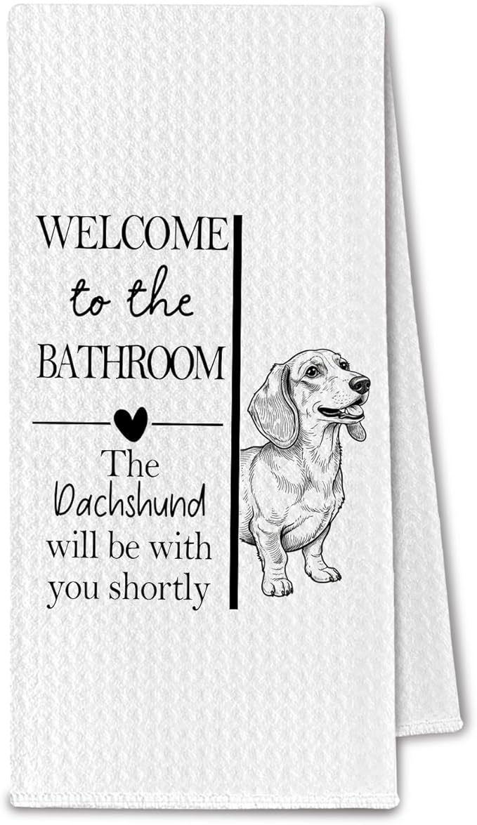 Dachshund Gifts Bathroom Hand Towels, Weenie Dog Owner Lovers Gifts for Women, Funny Dachshund Dog Decorative Hand Towel for Bathroom Kitchen Decor, 16x24 Inch