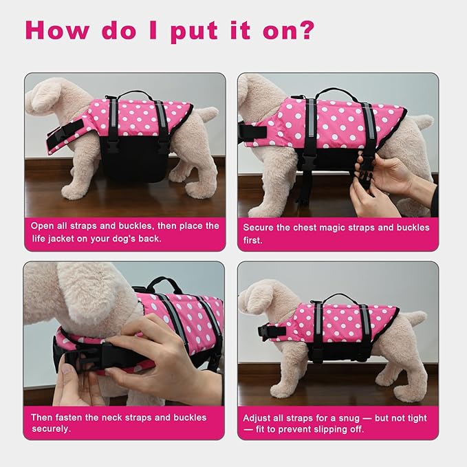 Doglay Dog Life Jacket, Dog Life Vest for Swimming Boating, Adjustable Puppy Life Jacket with Reflective Stripes, Superior Buoyancy Dog Swimming Vest for Small Medium and Large Dogs