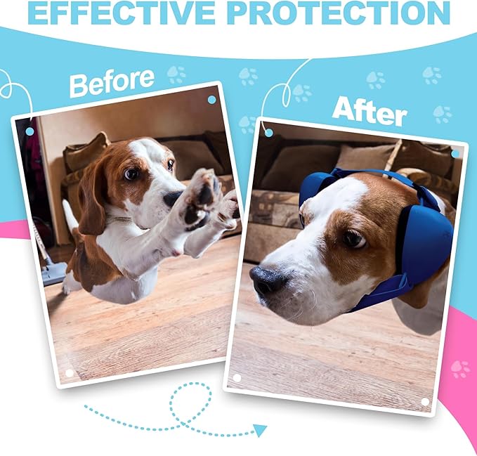 PROHEAR Ungrade GEL Pads Dog Ear Muffs Hearing Protection for Dogs, NRR 28dB for Thunder, Hunting, Tourism,Large - Blue