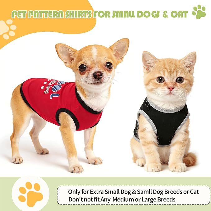 3 Pieces Dog Clothes for Small Dogs Boy Cute Small Dog Shirts Spring Summer Soft Puppy Clothing Pet T Shirts Chihuahua Clothes XXS (Red,Black,Grey, XX-Small)