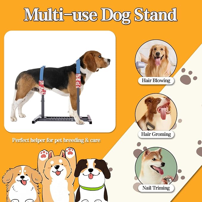 Adjustable Dog Breeding Stand, Dog Bathing Station, Pet Fixed Bracket Dog, Small Dogs Stand for Breeding, Bathing and Trimming, Black