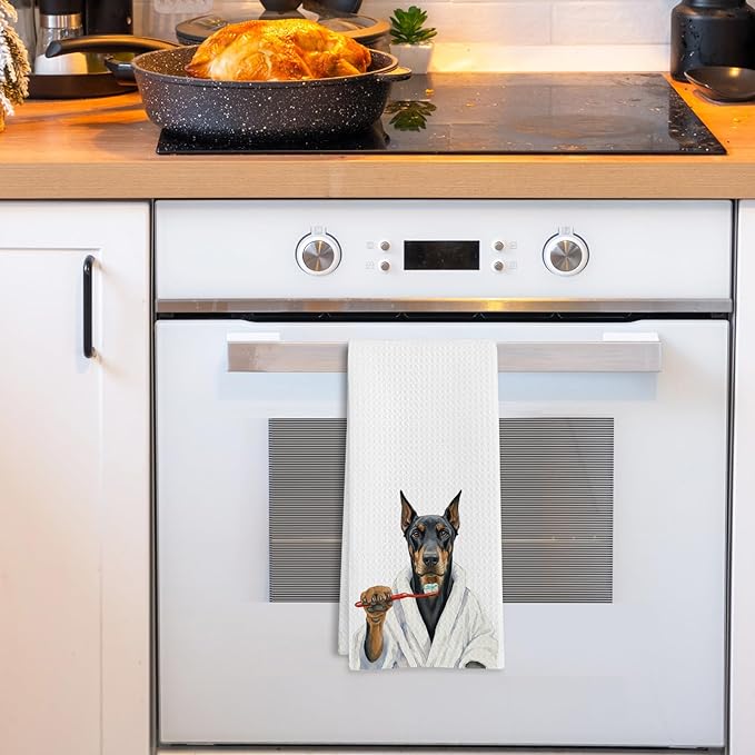 Funny Doberman Dog Gifts Bathroom Hand Towel, Doberman Gift Hand Towel for Bathroom Kitchen Washroom Decor, Dobermans Dog Lover Gifts Dish Tea Towels for Women, 16x24 Inch