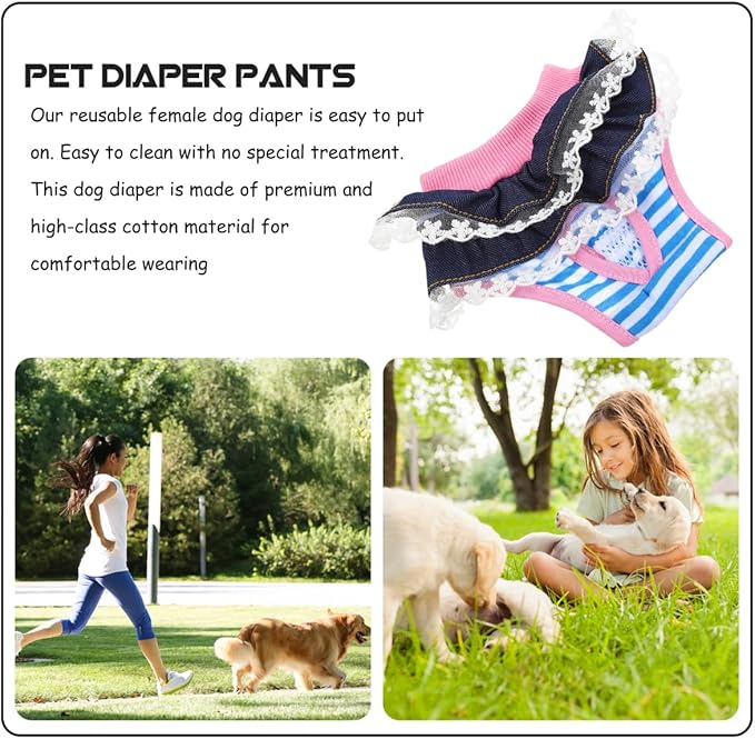Washable Female Dog Diaper Comfortable Pet Physiological Pants for Heat Cycle Incontinence Puppy Training Medium 6.69X9.44In