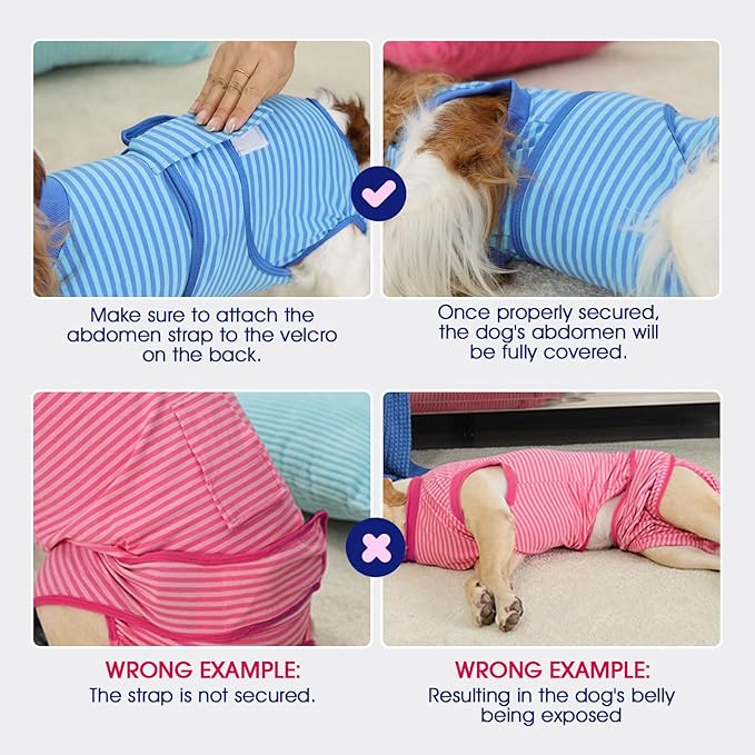 FUAMEY Recovery Suit for Dogs After Surgery,Soft Breathable Dog Bodysuit E-Collar & Cone Alternative Surgical Suit,Male Female Dog Neuter Spay Suits Anti Licking Wounds Onesie Mint Green Stripes XL