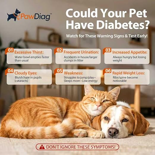 Pet Glucose 100 Test Strips & 100 Lancets(Double the Standard Supply 50) – Refill Pack for Dogs & Cats, Compatible with PawDiag Blood Glucose Monitor
