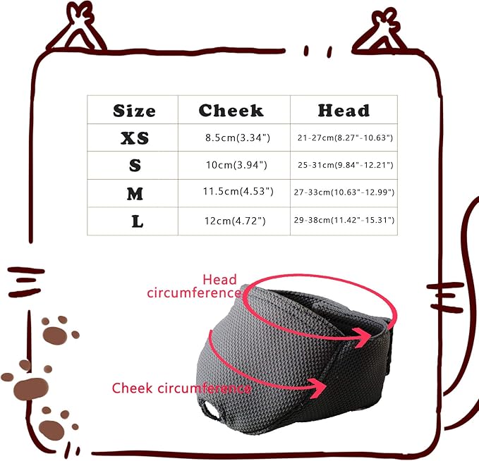 Cat Muzzle with Breathable Mesh, Cat Mouth Guard Muzzle for Prevent Biting Chewing Grooming (XS-Black)