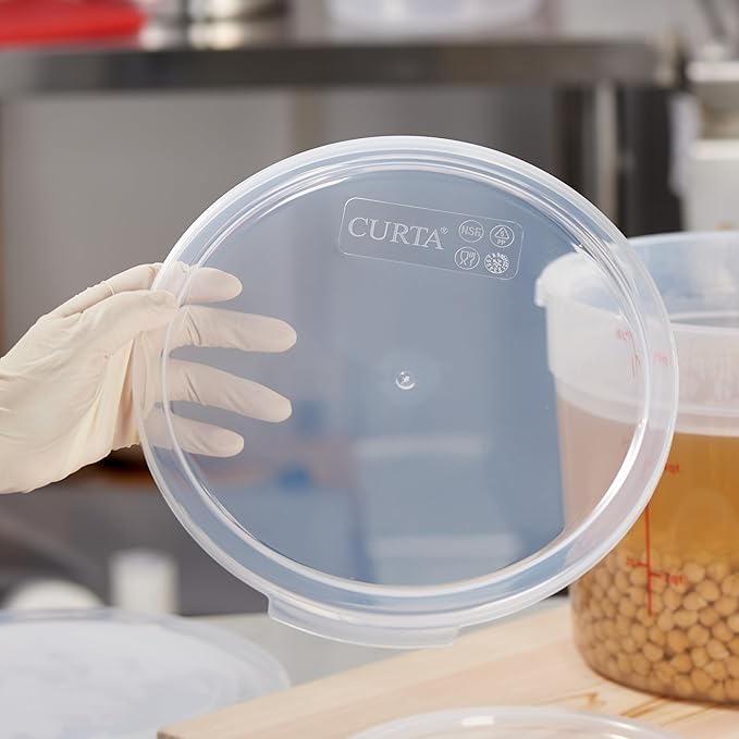 CURTA 22 Quart Translucent Round Food Storage Container with Lid, Pack of 4 – NSF Listed, BPA-Free, Commercial-Grade Polypropylene, Freezer & Dishwasher Safe, Non-Stick, Easy-Read Graduations