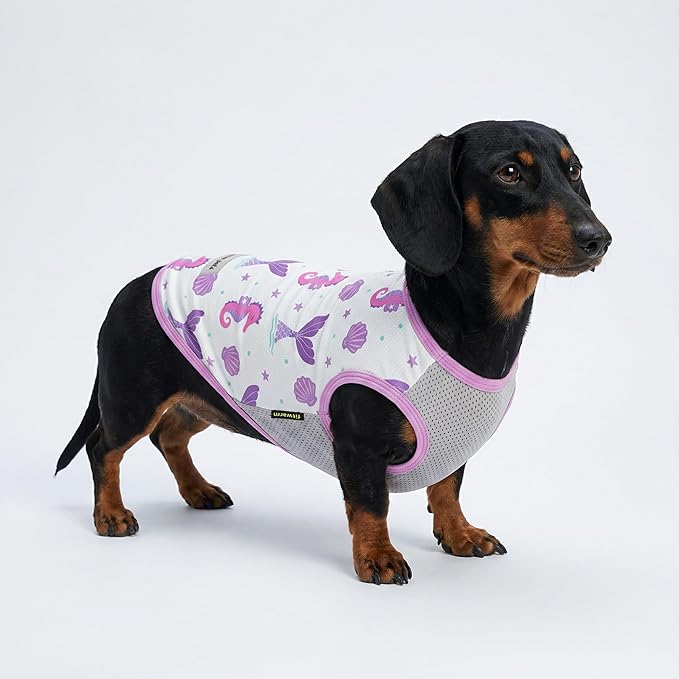 Fitwarm 2 Pack Mermaid & Scale UPF 50+ UV Sun Protection Dog Shirt, Lightweight Cooling Vest, Quick Dry Summer Clothes for Small Dogs Girl, Pet Outfit, Purple, Pink, White, Large