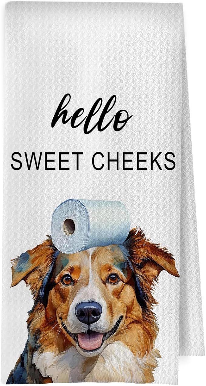 Australian Shepherd Bathroom Towels - Funny Australian Shepherd Decorative Waffle Weave Hand Towels for Toilet Bathroom, 16×24 Inches
