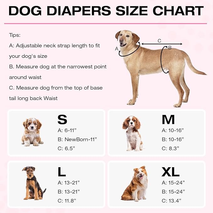 3 Pack Washable Female Dog Diapers with Adjustable Suspender, Reusable Sanitary Panties for Dogs in Heat, Leak-Proof Design for Small Dogs(S, Animal)