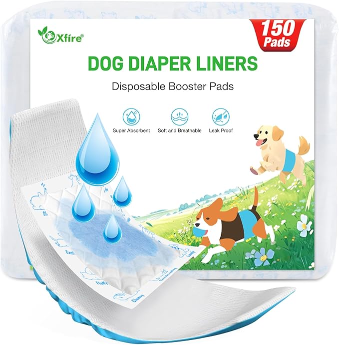 Dog Diaper Liners Booster Pads, 150ct Disposable Dog Diapers Inserts Male Female for Washable Doggie Belly Bands Wraps Covers Period Panties(Large)