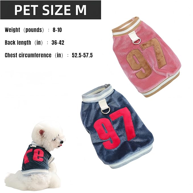 Dog&Cat Jersey,Pet Clothes for Dogs&Cats，Number 97,Soft Warm Cotton Blend Sweatshirt for Fall&Winter, Breathable Cozy Pet Sports Shirt, Durable Outdoor Daily Wear (Pink, M)