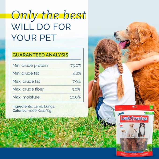 Pet Center, Inc. PCI Lamb Crunchys Raw Dehydrated Lamb Lungs Dog Treats, 8 Ounce Pack, one Size