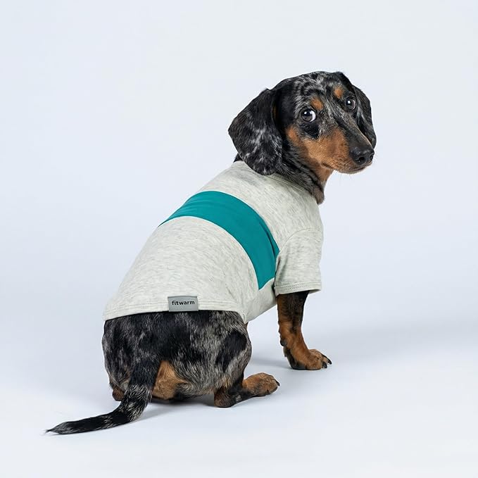 Fitwarm 3 Pack Color Block Striped Dog Shirt, Summer Dog Clothes for Small Dogs, Breathable Lightweight Pet Tshirt with Sleeves, Cat Outfit, Royal Blue, Gray, Teal, XXL