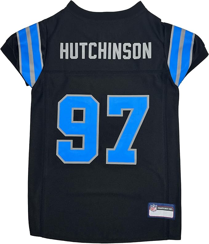 Pets First NFLPA Aidan Hutchinson Pet Jersey #97, NFL Alternate, Black Dog Shirt, Detroit Lions Mesh Jersey, Size X-Small
