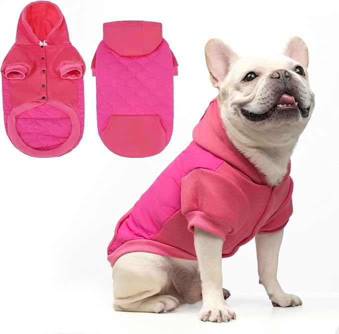 KOOLTAIL Warm Dog Winter Coat for Small Dogs, Waterproof Puppy Jacket with Leash Hole, Cold Weather Pet Vest for Winter, Soft Pet Hoodie Sweater Sweatshirt Clothes for Puppy Cats Girls Boys Rose Red S