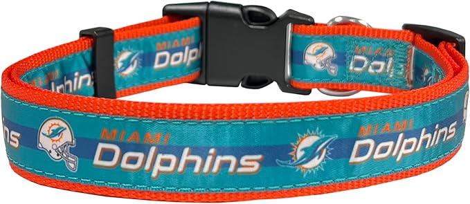 Pets First NFL Miami Dolphins Licensed PET COLLAR, Extra Large - Heavy-Duty, Strong, and Durable Dog Collar. Available in 31 Football Teams and 4 Sizes