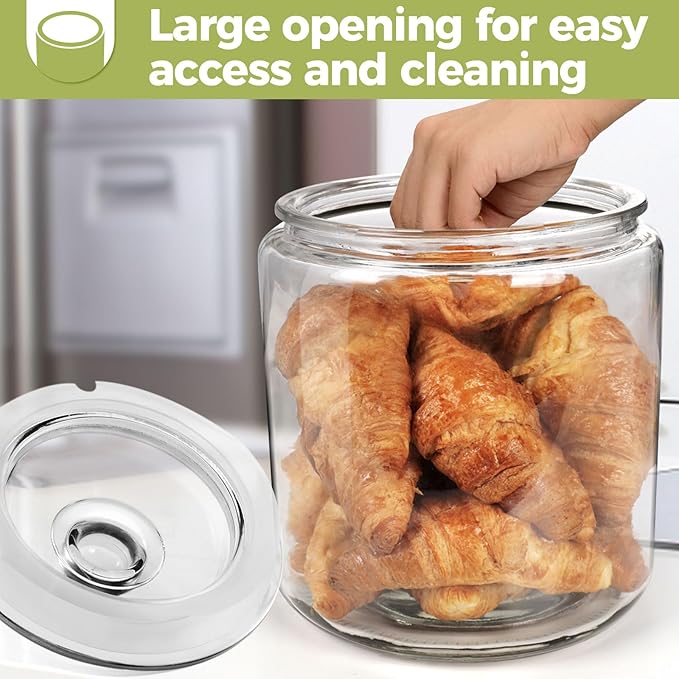 Masthome 1 Gallon Glass Jar with Lid,Large Glass Cookie Jar,Wide Mouth,Dishwasher Safe,Large Clear Jar,Storage Containers with Lids For Flour,Nuts,Cookies,Snacks