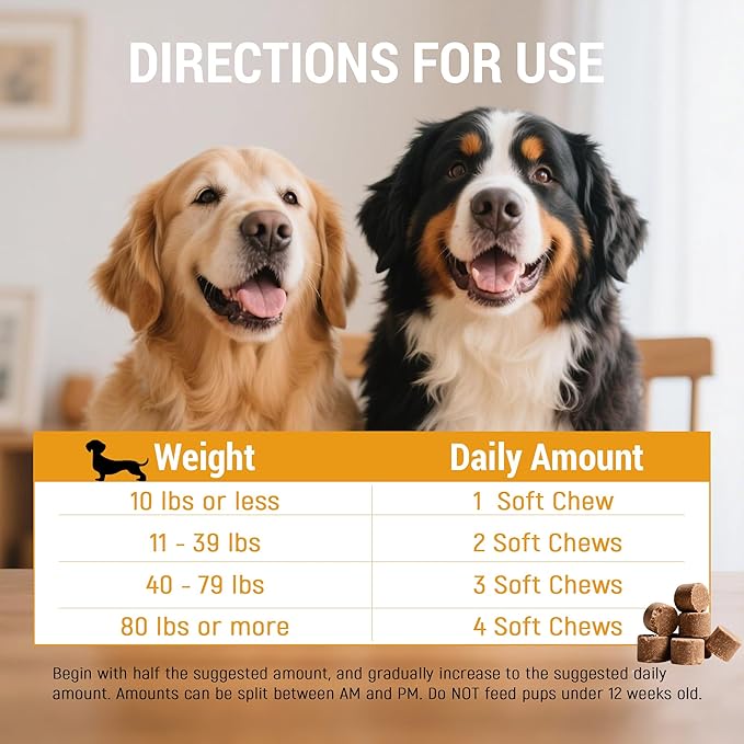 Hip and Joint Chews for Senior Dogs with Glucosamine HCL, Chondroitin, Green-lipped Mussel, Ashwagandha for Anti Inflammatory, Mobility Support, Muscle Maintenance, Joint Comfort (240 Ct)